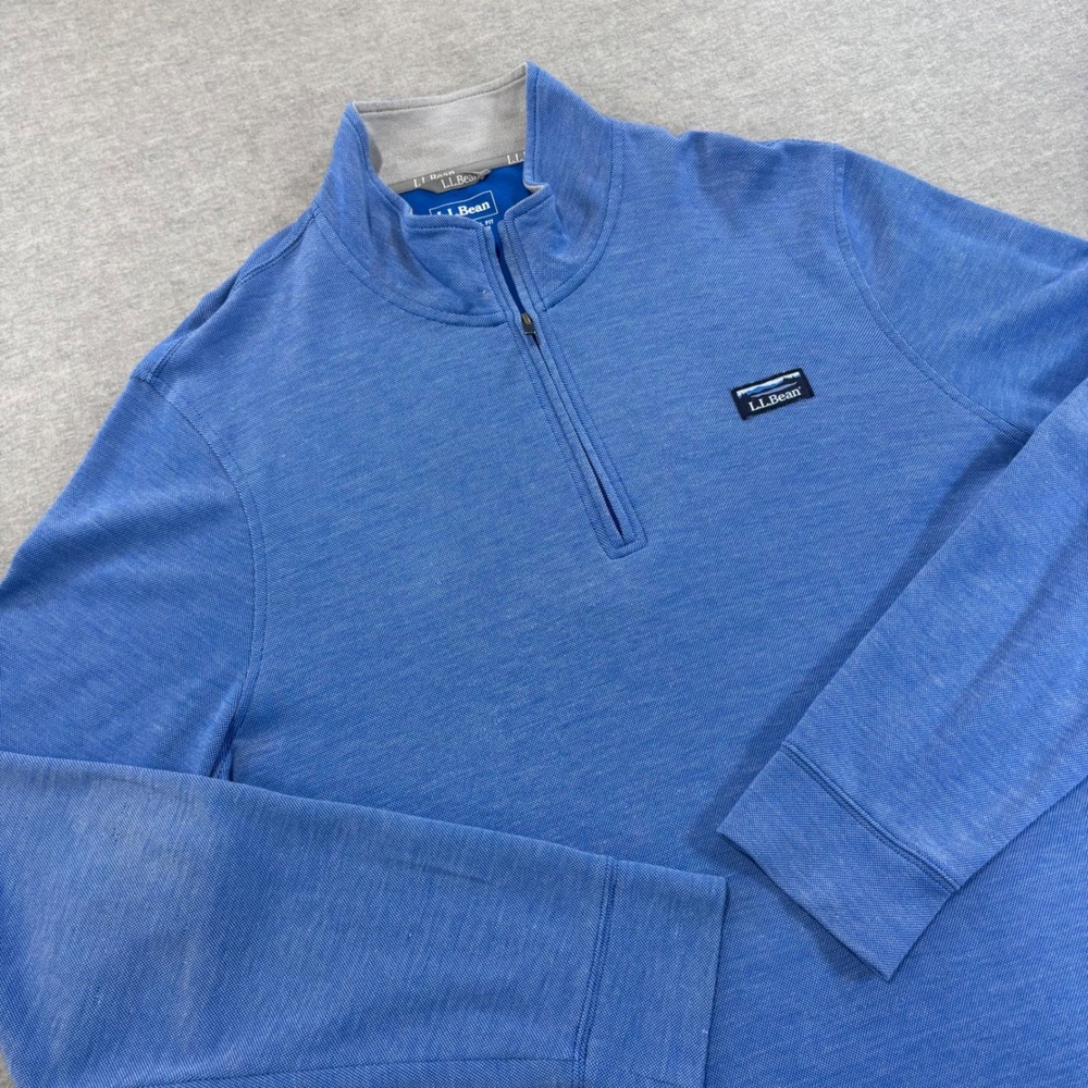 LL Bean Mens XL Tall Blue 1/4 Zip Pullover Sweatshirt Traditional Fit 514037